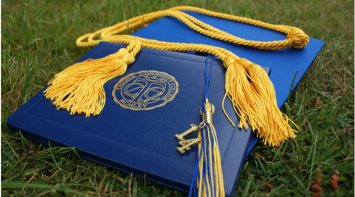 dental diploma and tassel on grass field