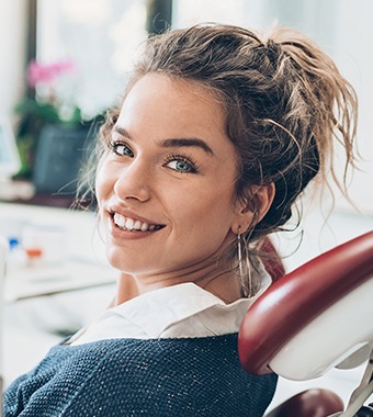 lady smiling in dentist chair