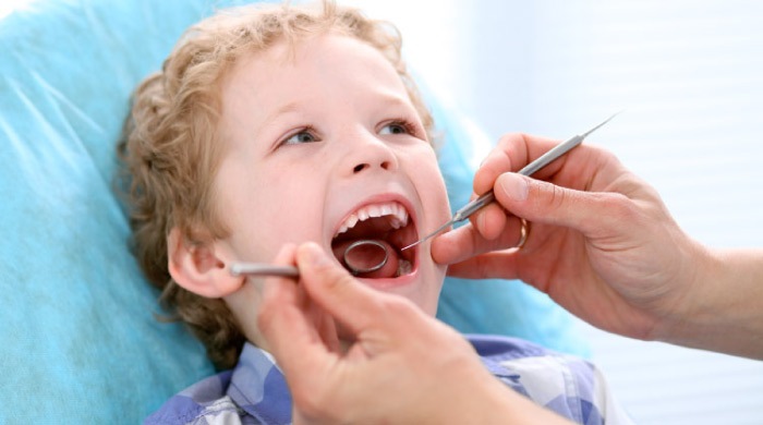 young boy receiving a stress free dental exam