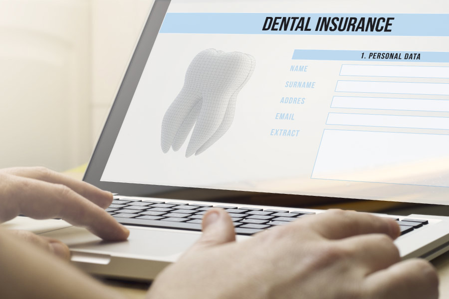 computer screen showing dental insurance benefits